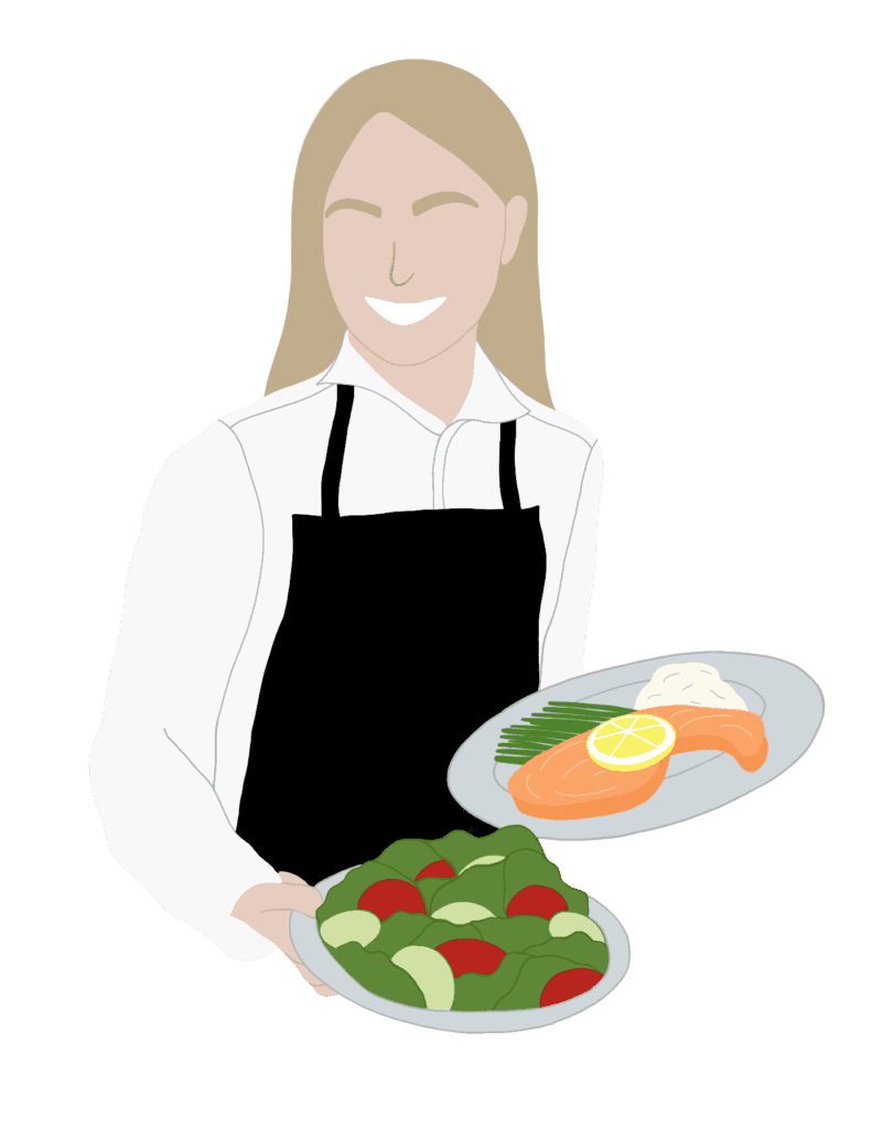 An image depicting a restaurant setting with personalized dishes catering to various dietary needs, emphasizing enhanced communication and customized dining experiences for patrons and staff